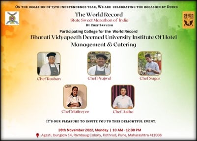 BVDUIHMCT Students associated with Chef Sarvesh at creating Limca world record