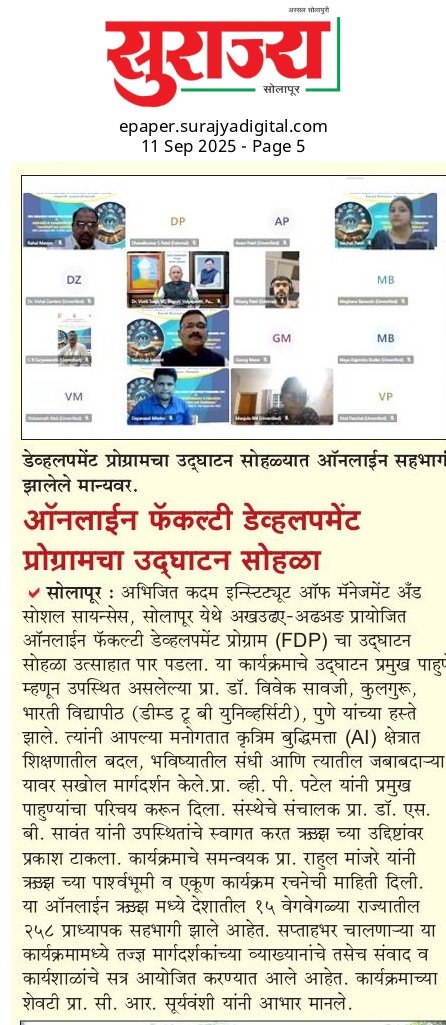 FDP 8th-13th Sept 2025