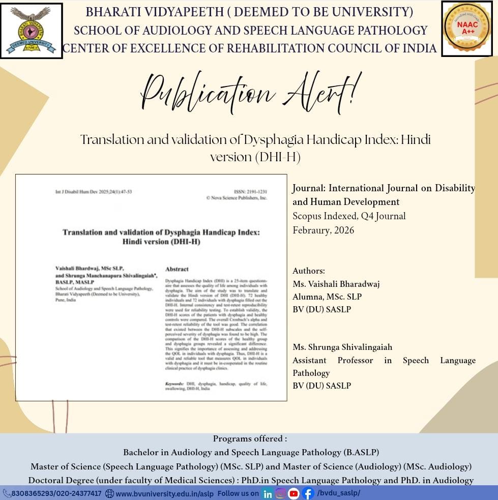Translation and validation of Dysphagia Handicap Index Hindi version DHI-H