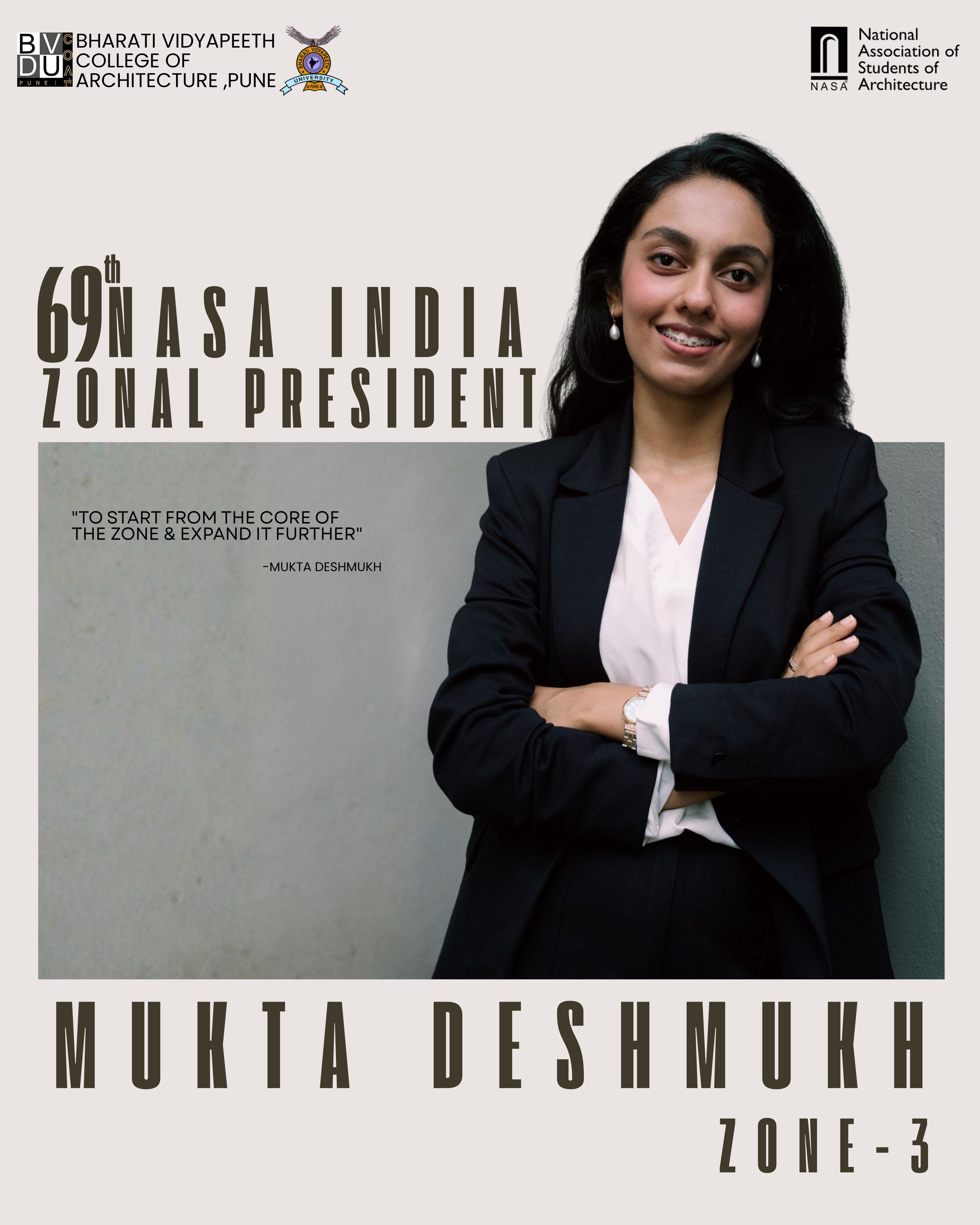 Historic Achievement for BVDUCOA: Mukta Deshmukh Wins NASA Zone III Presidency