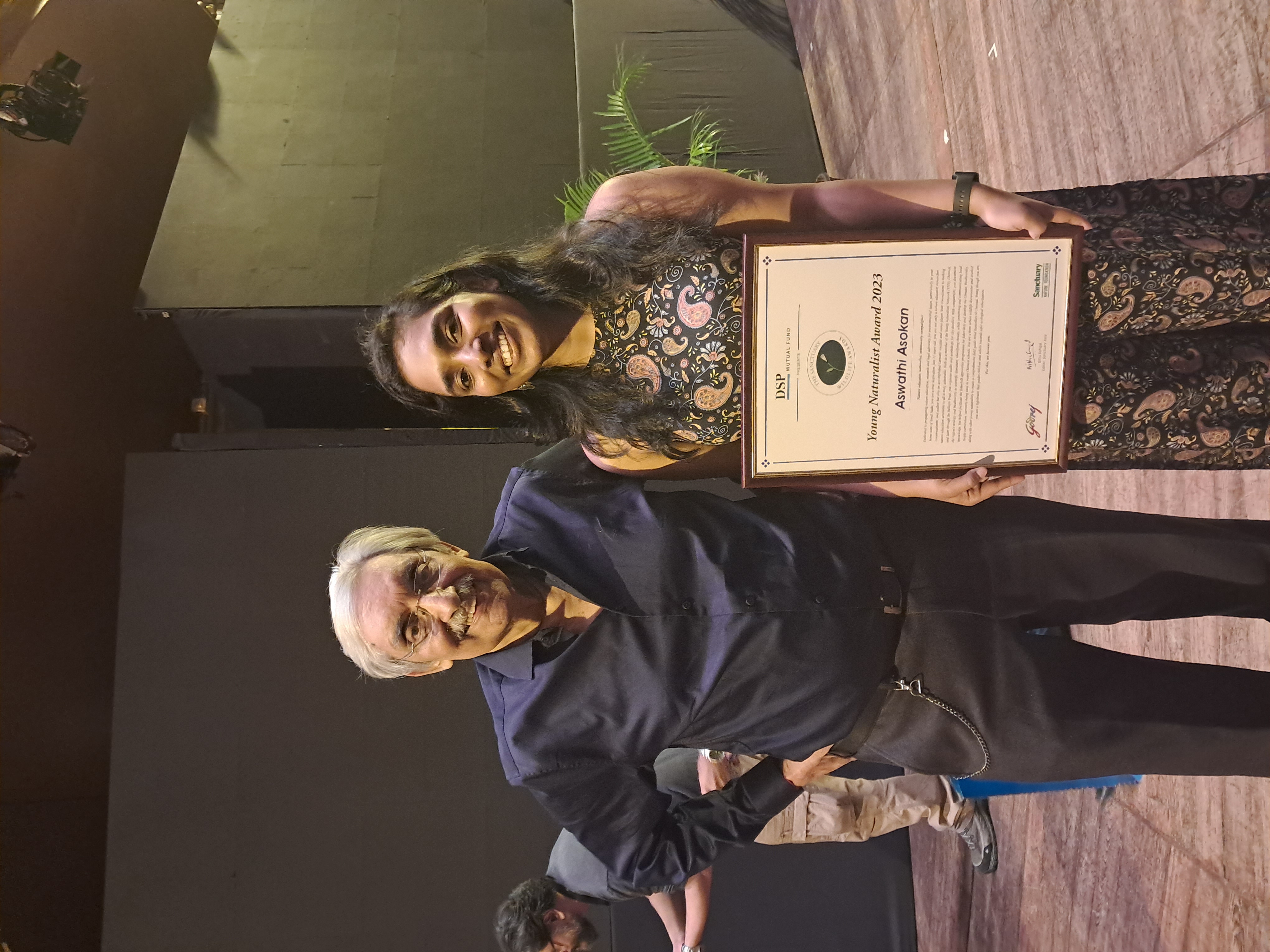 Director, BVIEER and M.Sc. Student Aswathi Asokan receive Sanctuary awards