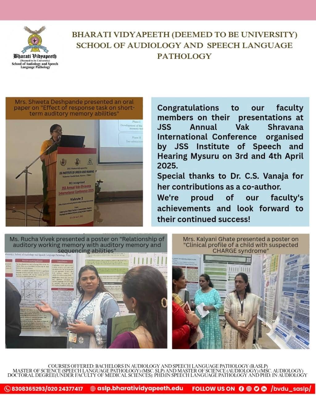 "Faculty Achievements at JSS Vak Shravana International Conference 2025"
