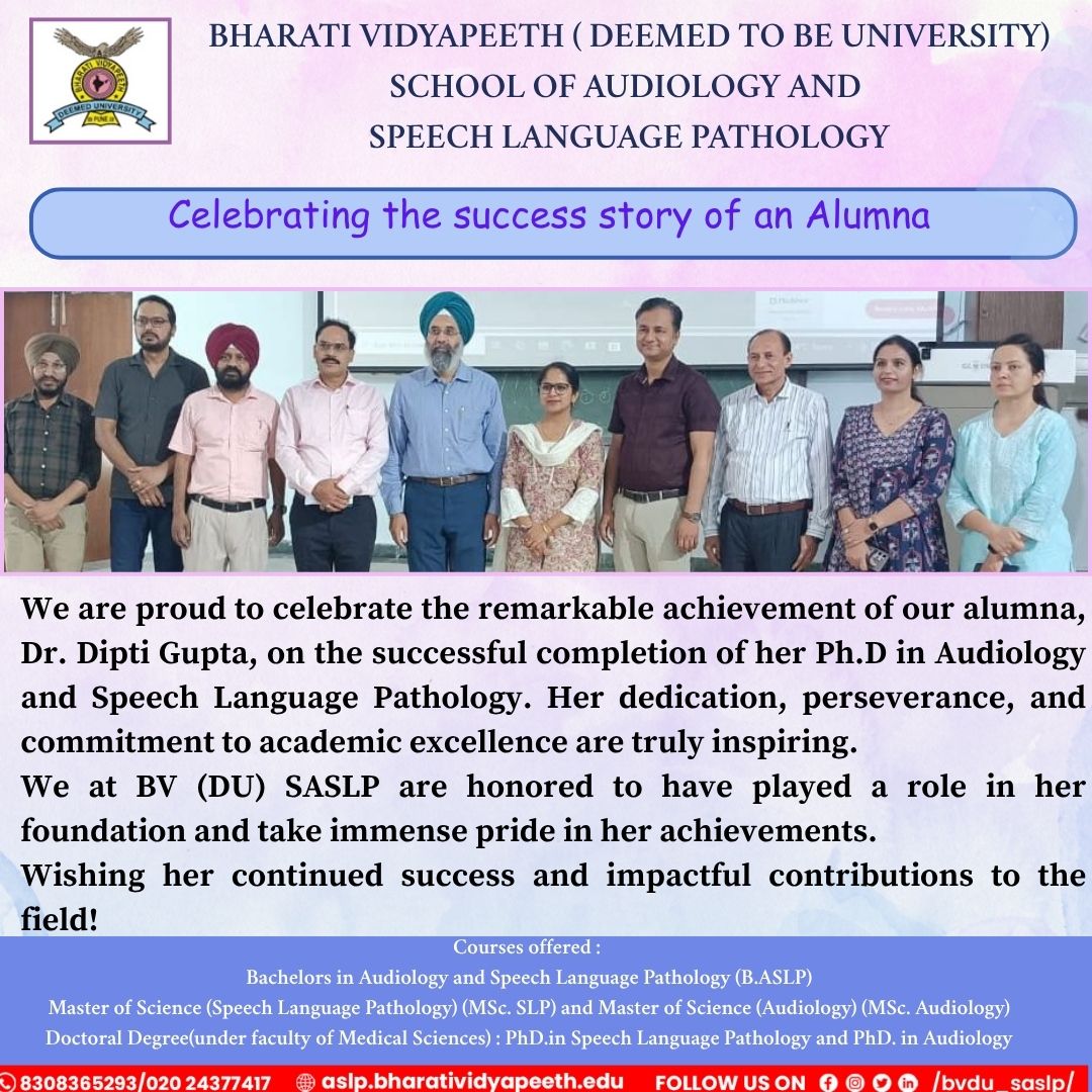 "Celebrating the Ph.D. Success of Dr. Dipti Gupta – BV(DU) SASLP Alumna"