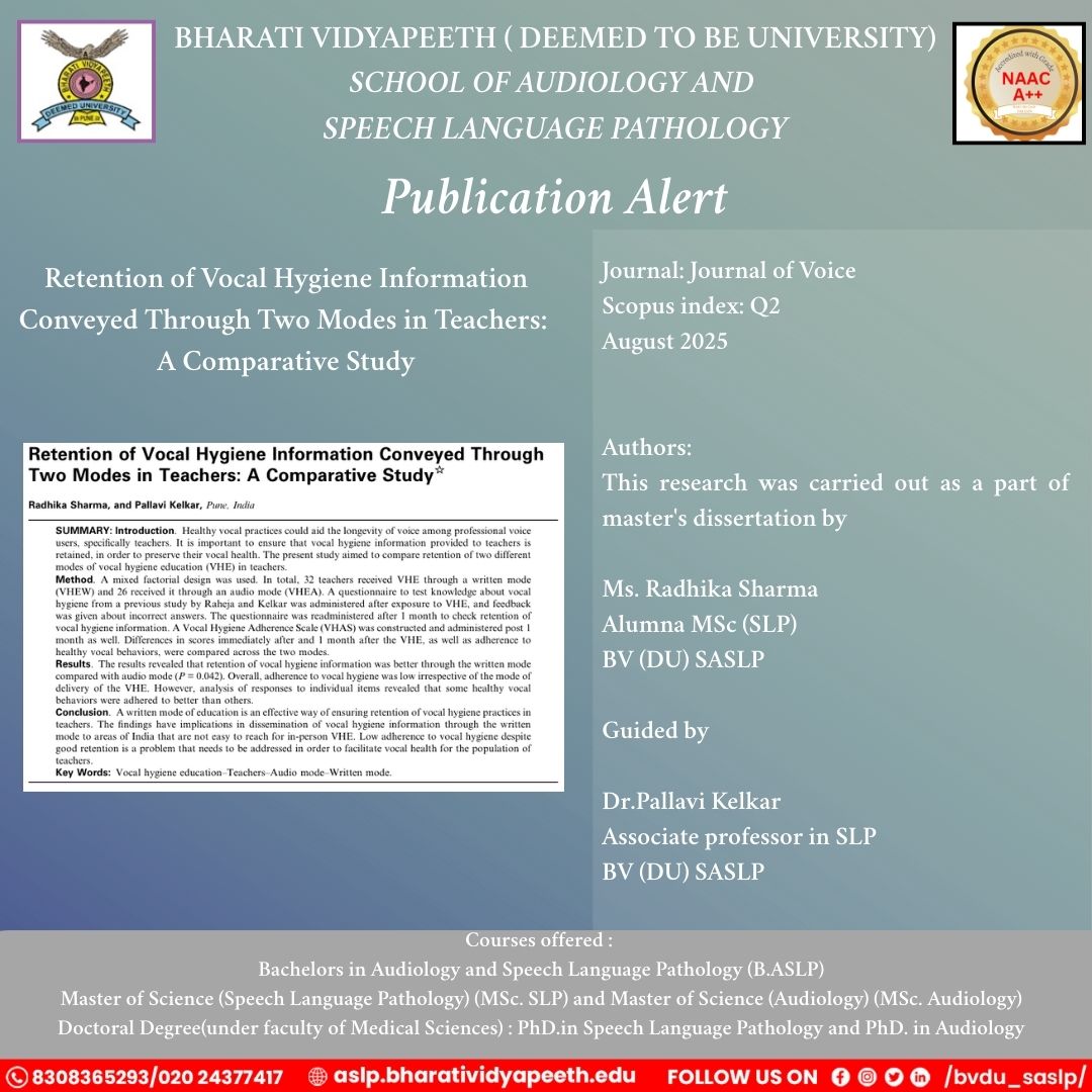 Publication Alert Retention of Vocal Hygiene Information