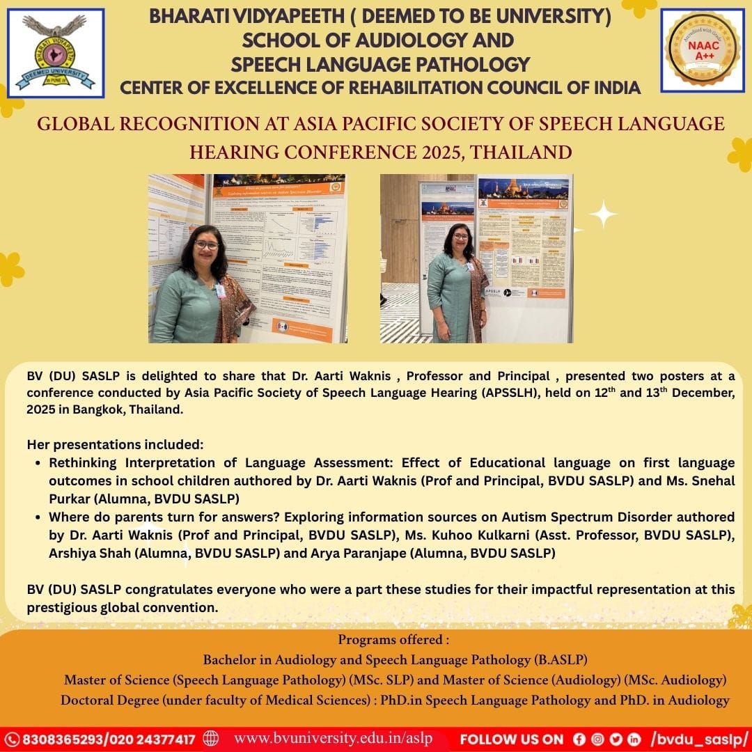 Golbal Recogintion At Asia Pacific Society Of Speech Langauage Hearing Conference 2025, Thailand