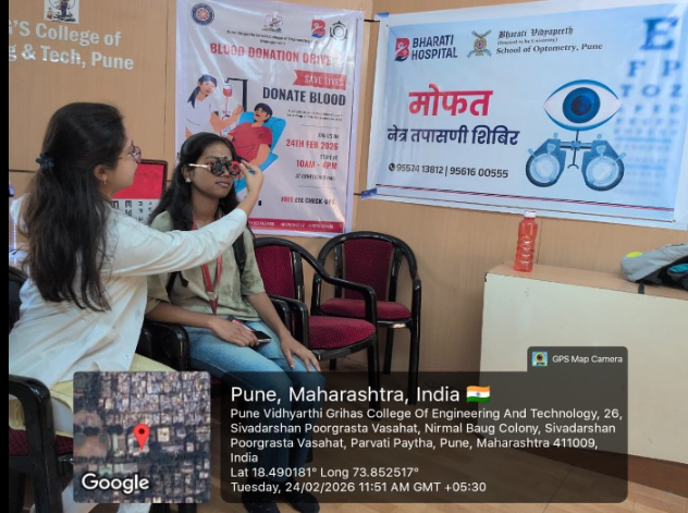 Eye camp at Pune Vidhyarthi Grihas College of Engineering, Technology and Management, Parvati Paytha, Pune