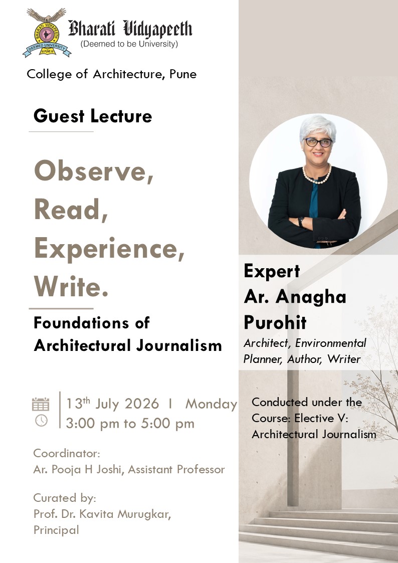 Guest Lecture on Foundations of Architectural Journalism by Ar. Anagha Purohit