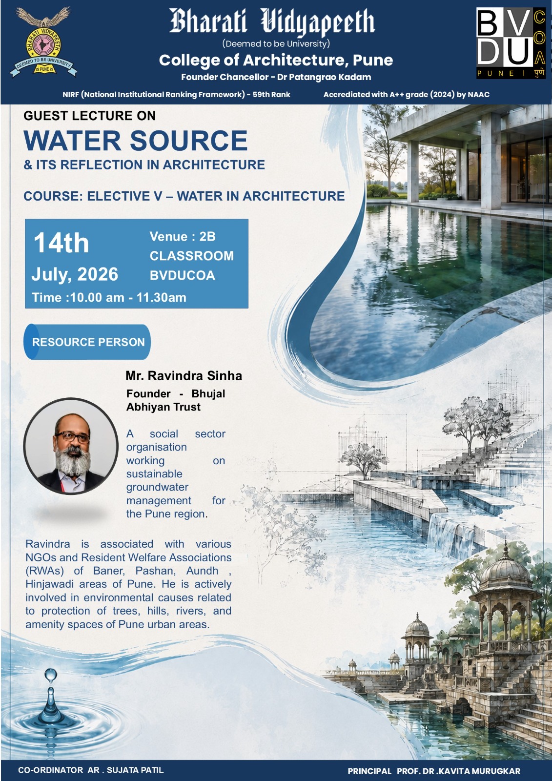 Guest Lecture on Water Source by Mr. Ravindra Sinha