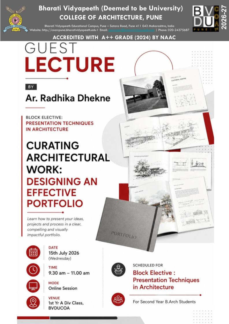 Guest Lecture on Curating Architectural Work by Ar. Radhi Dhekne