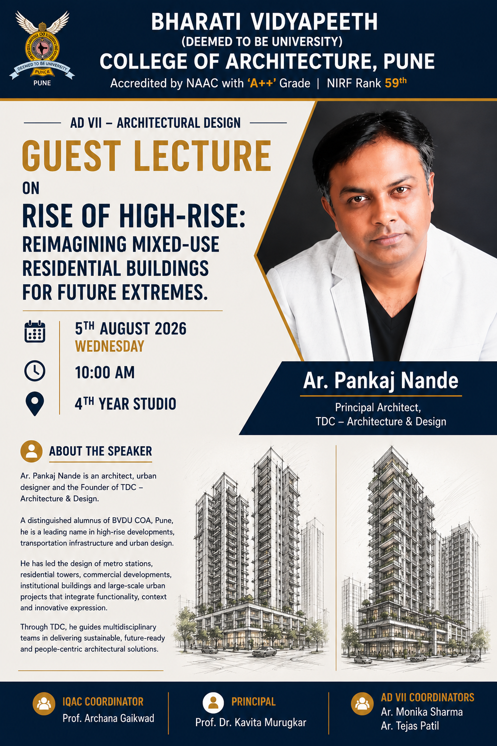 Guest Lecture on High Rise Residential Buildings by Ar. Pankaj Nande