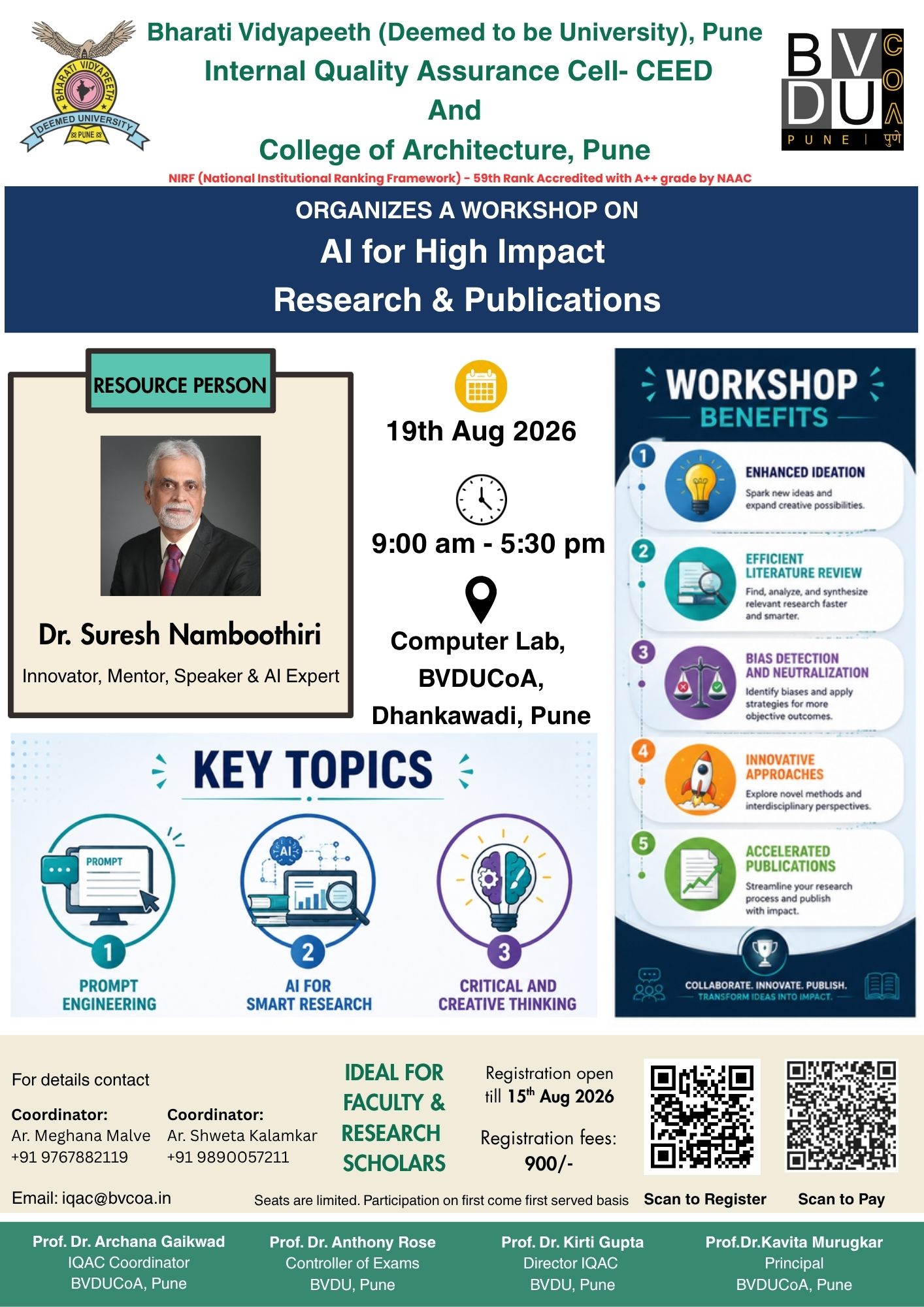 Workshop on AI for High Impact Research and Publication by Dr. Suresh Namboothiri