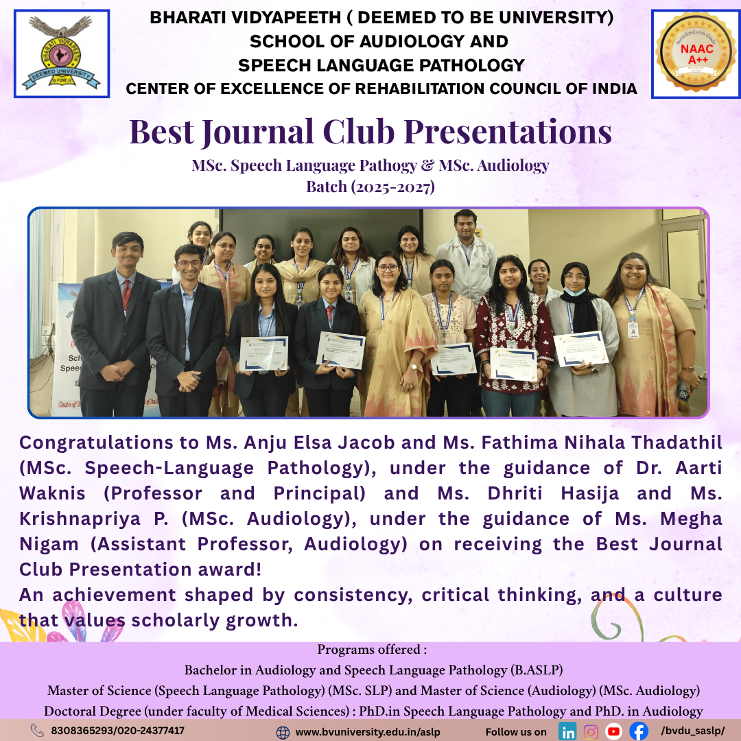 Best Journal Club Presentations 2025-26 