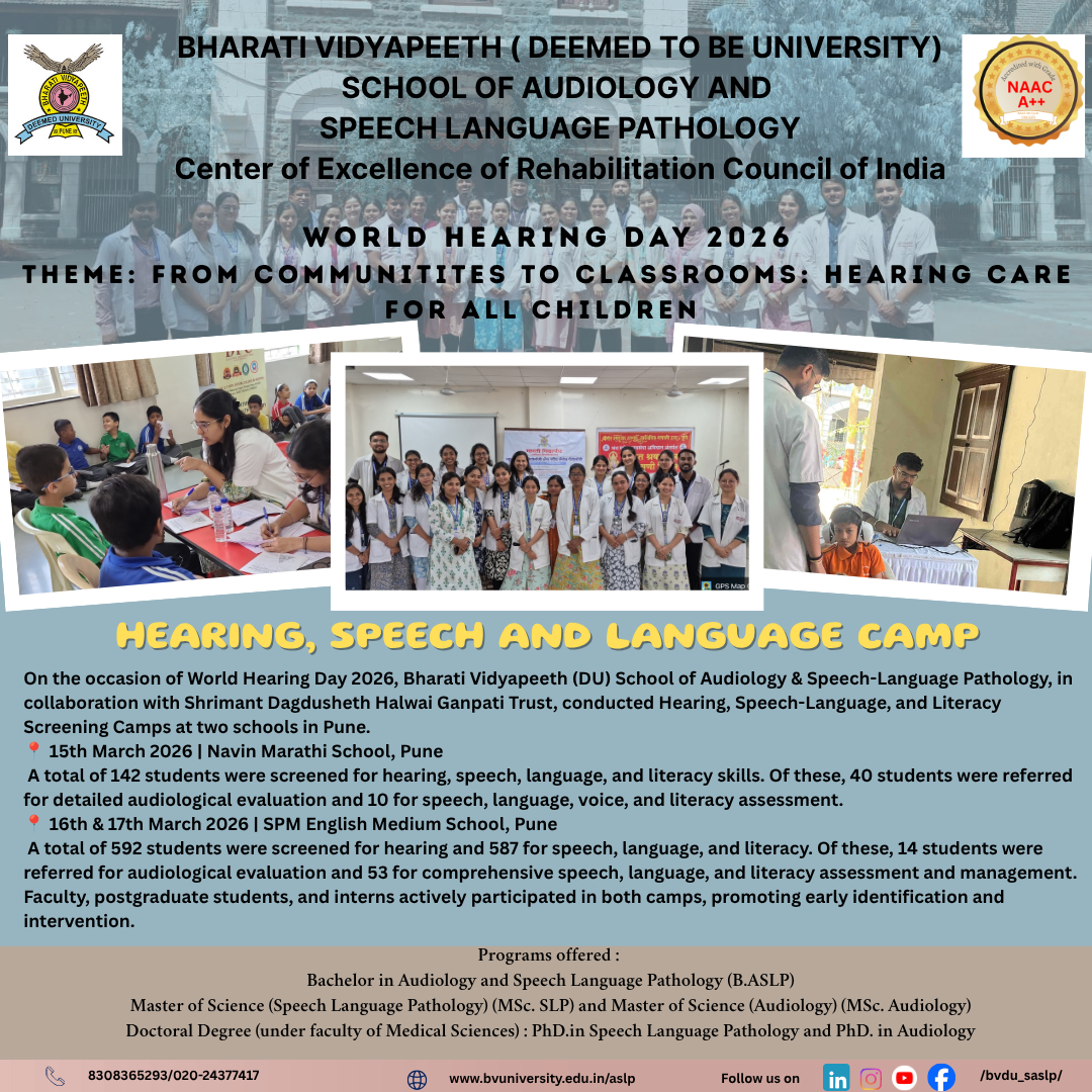 WORLD HEARING DAY 2026   Theme: From communities to classrooms: Hearing Care for all Children    (Hearing, Speech and Language Camp) 