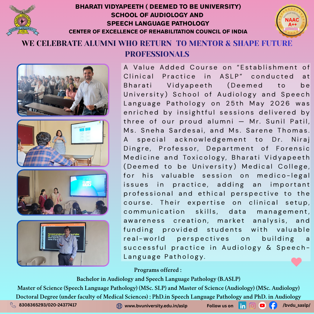 A Value Added Course on “Establishment of Clinical Practice in ASLP” 